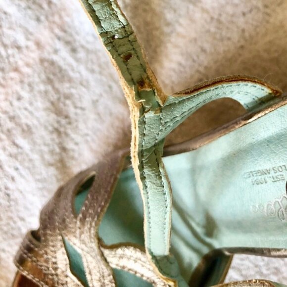 Anthropologie Seychelles Mediterranean Summer Wedge Sandals, Silver 6 - Picture 4 of 9